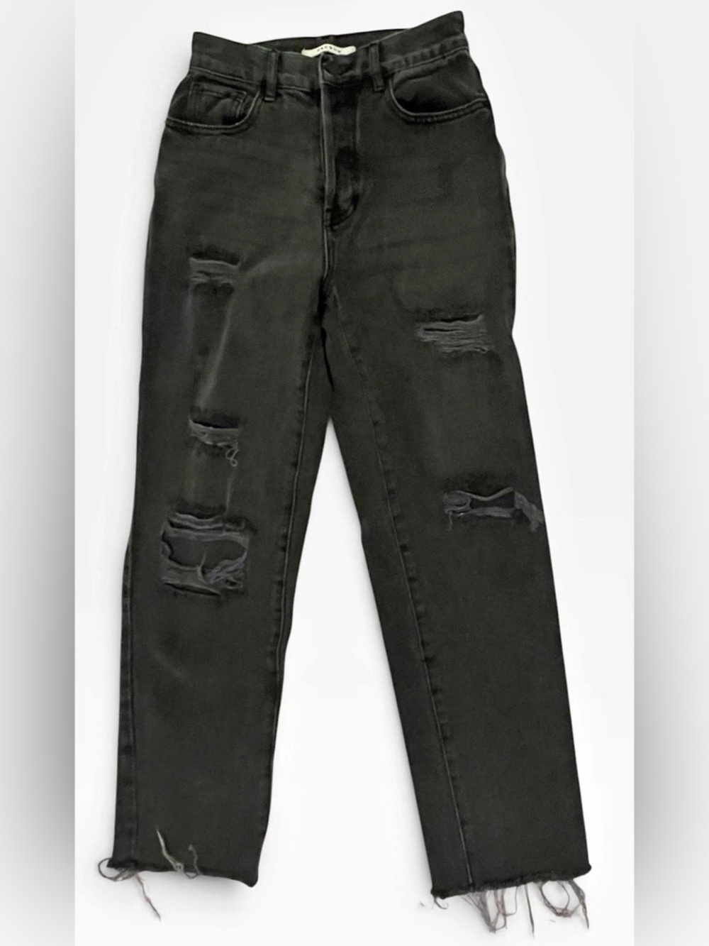 PacSun High Rise Straight Distressed Black High Rise Jeans Waist 23
